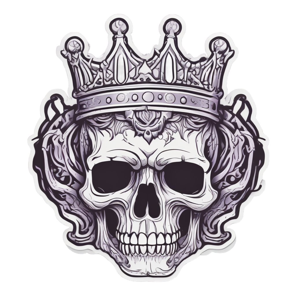 Crown Skull Smoke — blackwork skull stickers