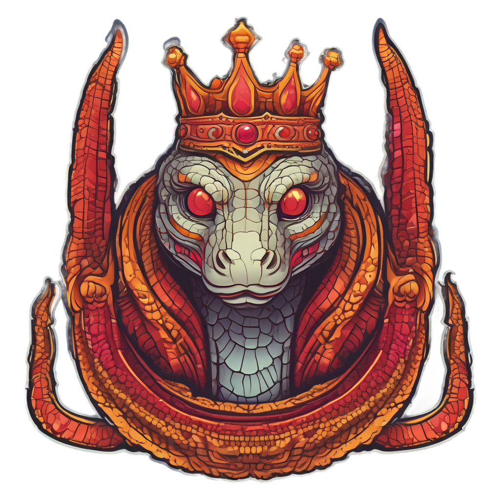 Crown Wearing Cobra — fine-line flash stickers