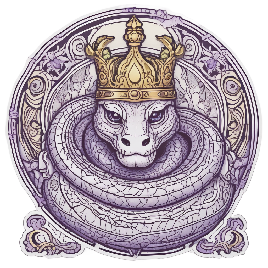 Crown-Wearing King Snake — fine-line flash stickers