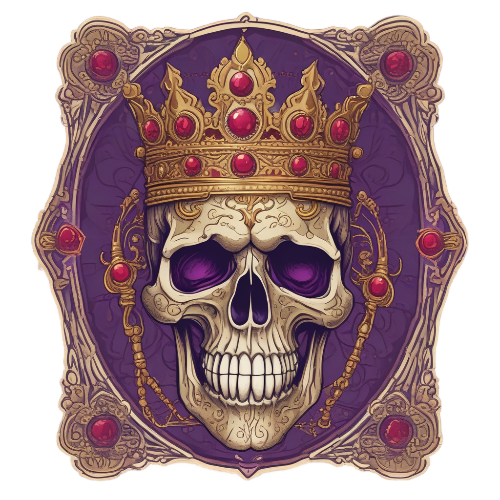 Crown-Wearing Skull with Scepter — flaming skull stickers