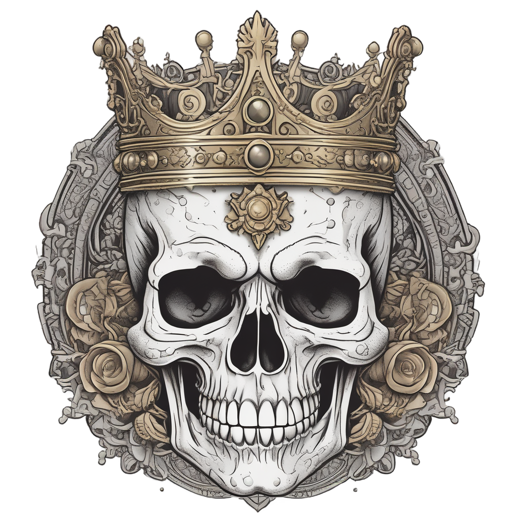 Crowned Dagger Skull — blackwork skull stickers