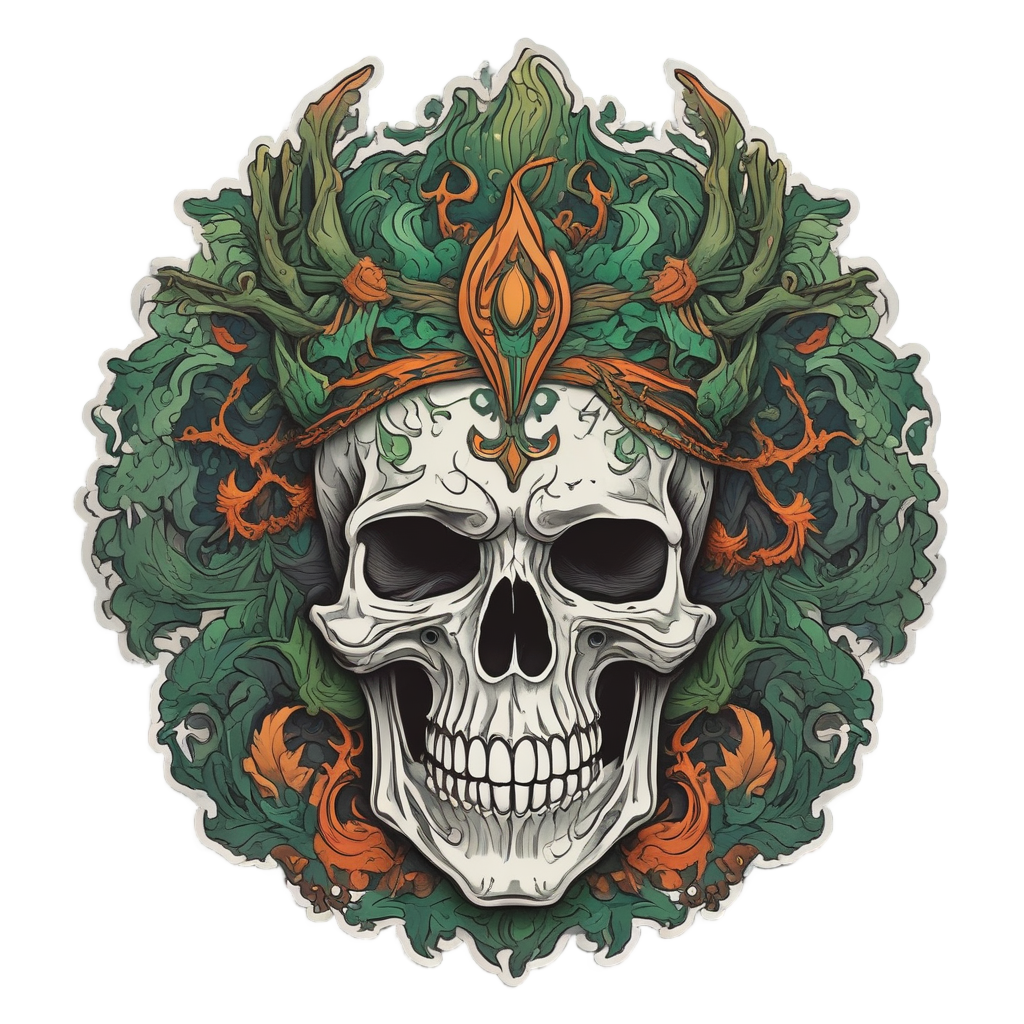 Crowned Firestorm Skull — flaming skull stickers