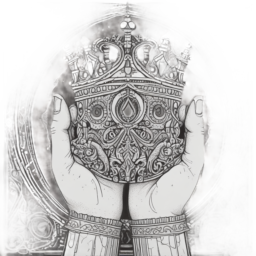 Crowned Hand of Fate — blackwork flash stickers