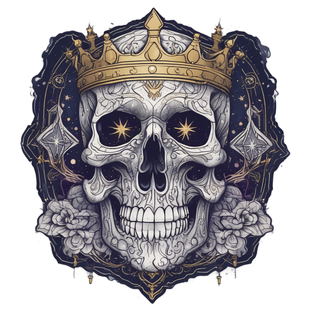 Crowned Nebula Skull — mystical skull stickers