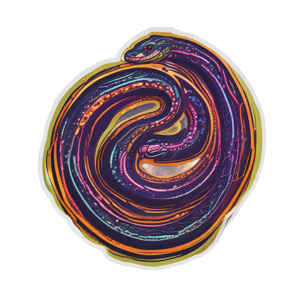 Crowned Neon Sky Watcher — fine-line flash stickers