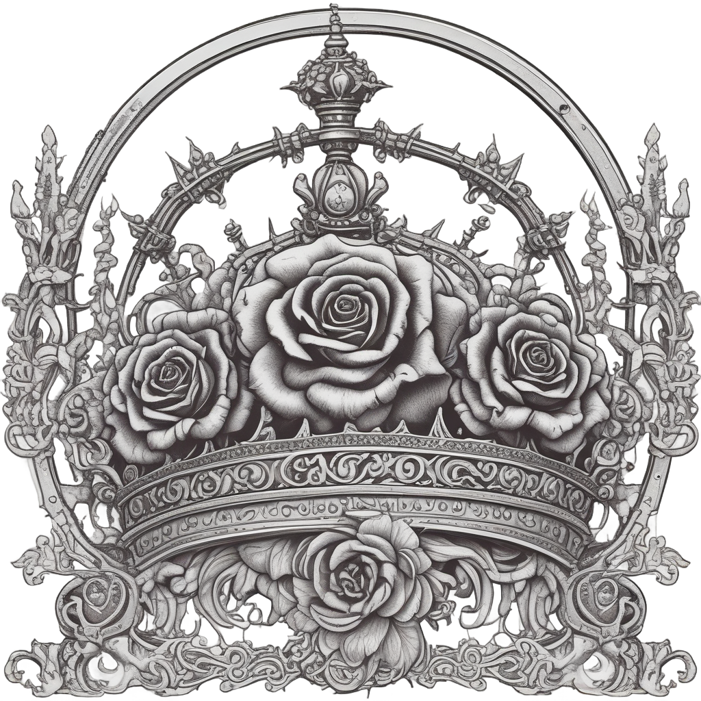 Crowned Rose Throne — gothic botanical stickers