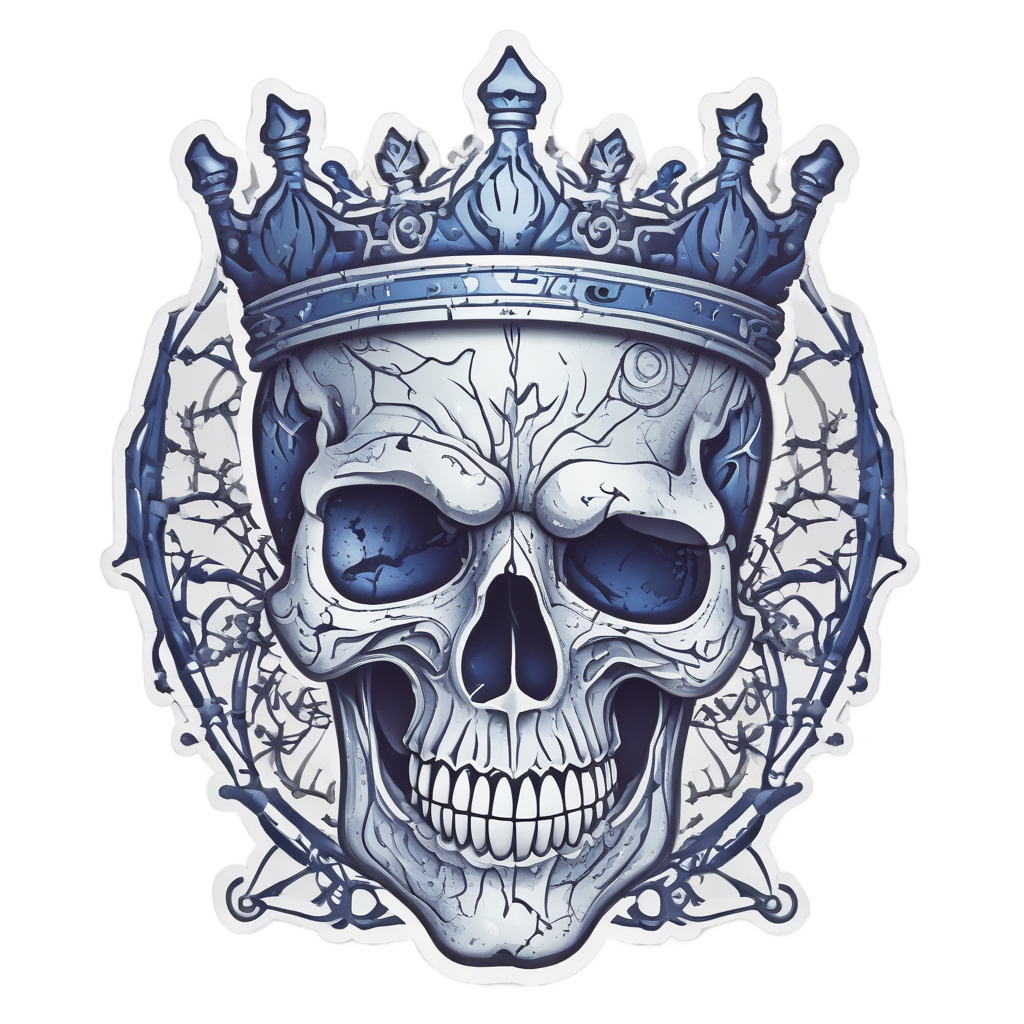 Crowned Skull in Blue — barbed wire stickers