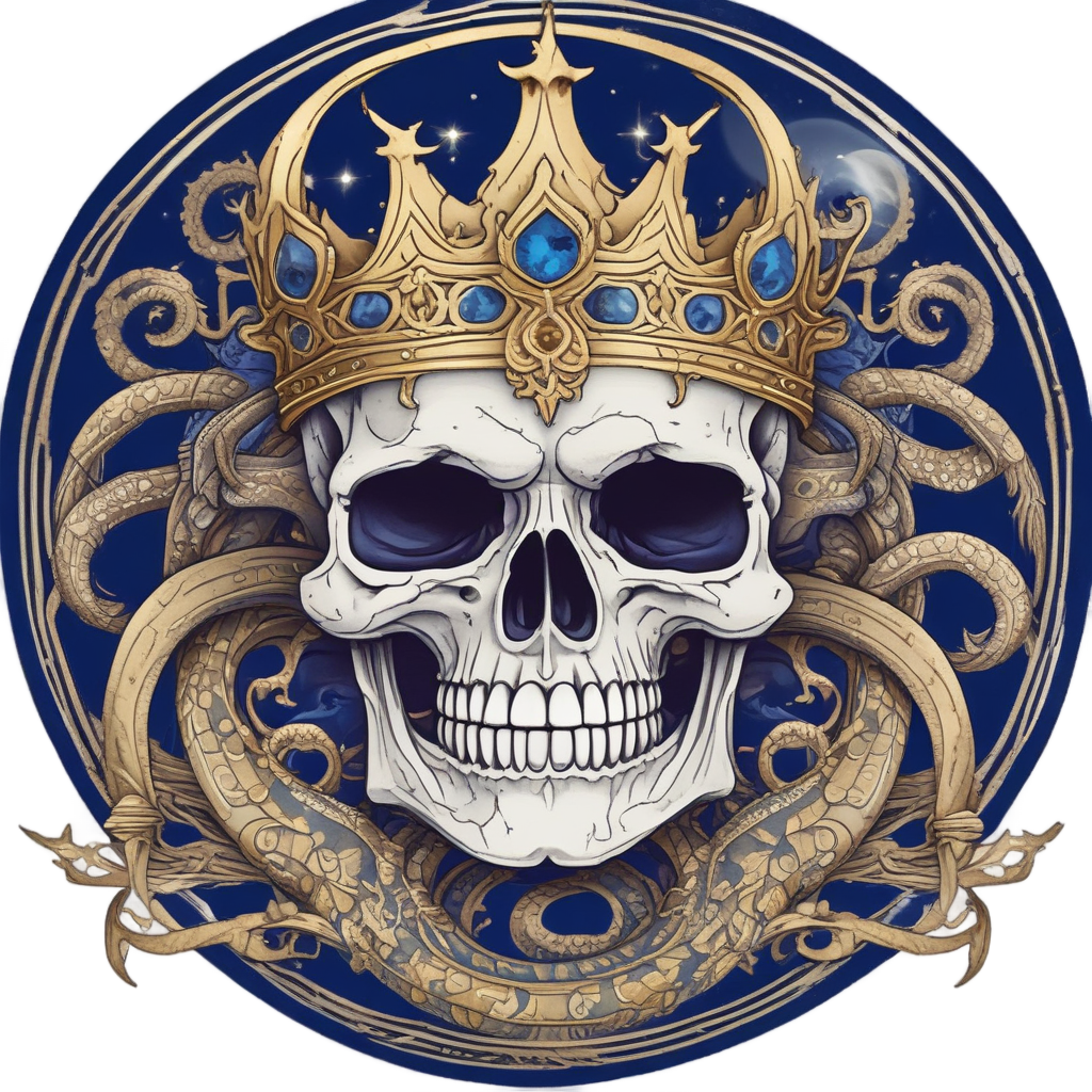 Crowned Skull Moon Serpent — mystical skull stickers