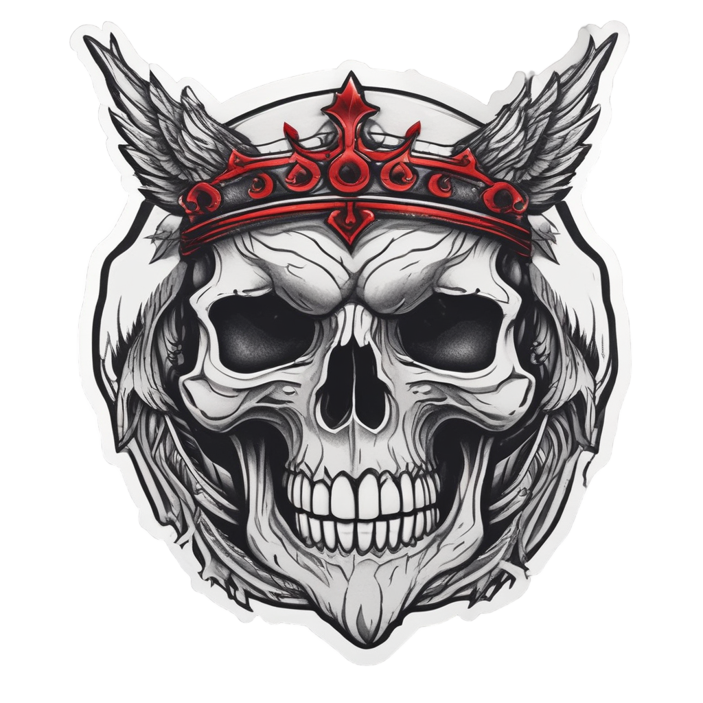 Crowned Skull Silhouette — minimal skull stickers