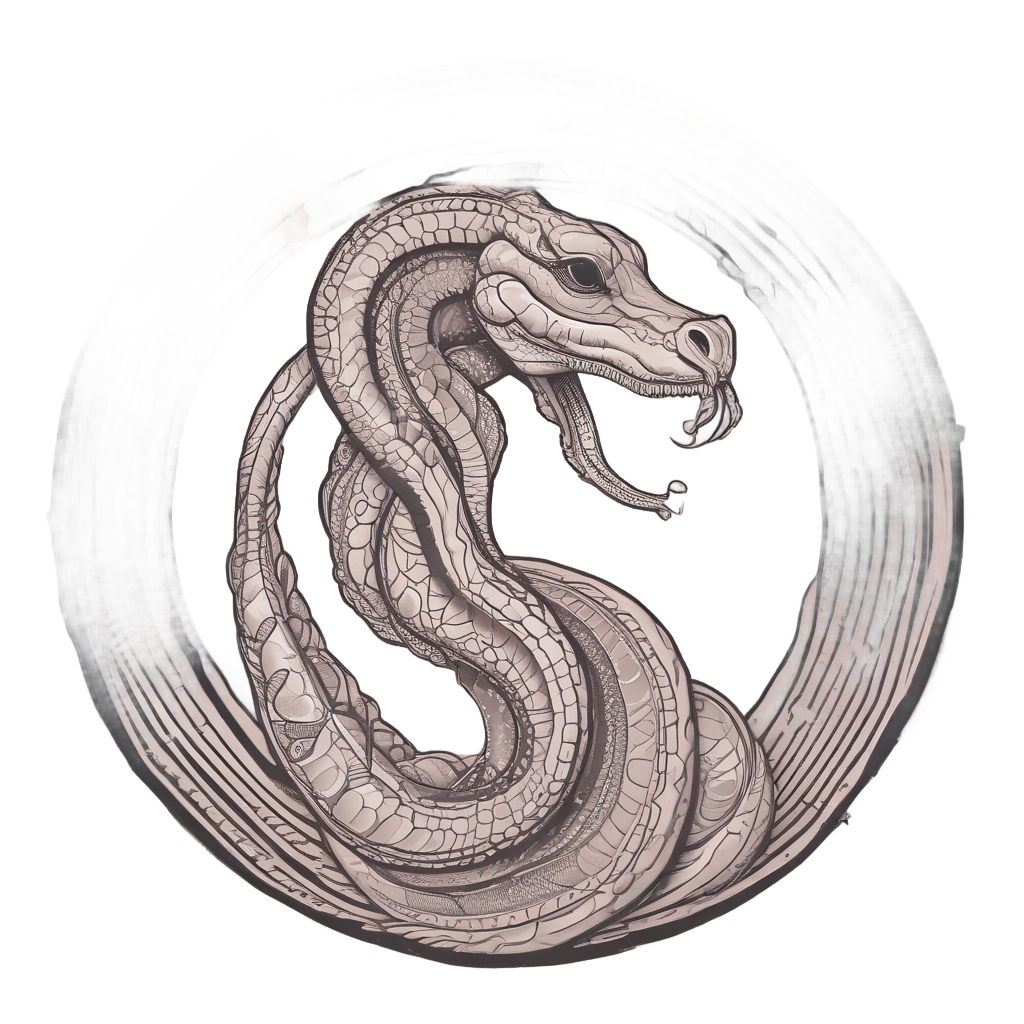 Crowning Coiled Serpent — fine-line flash stickers