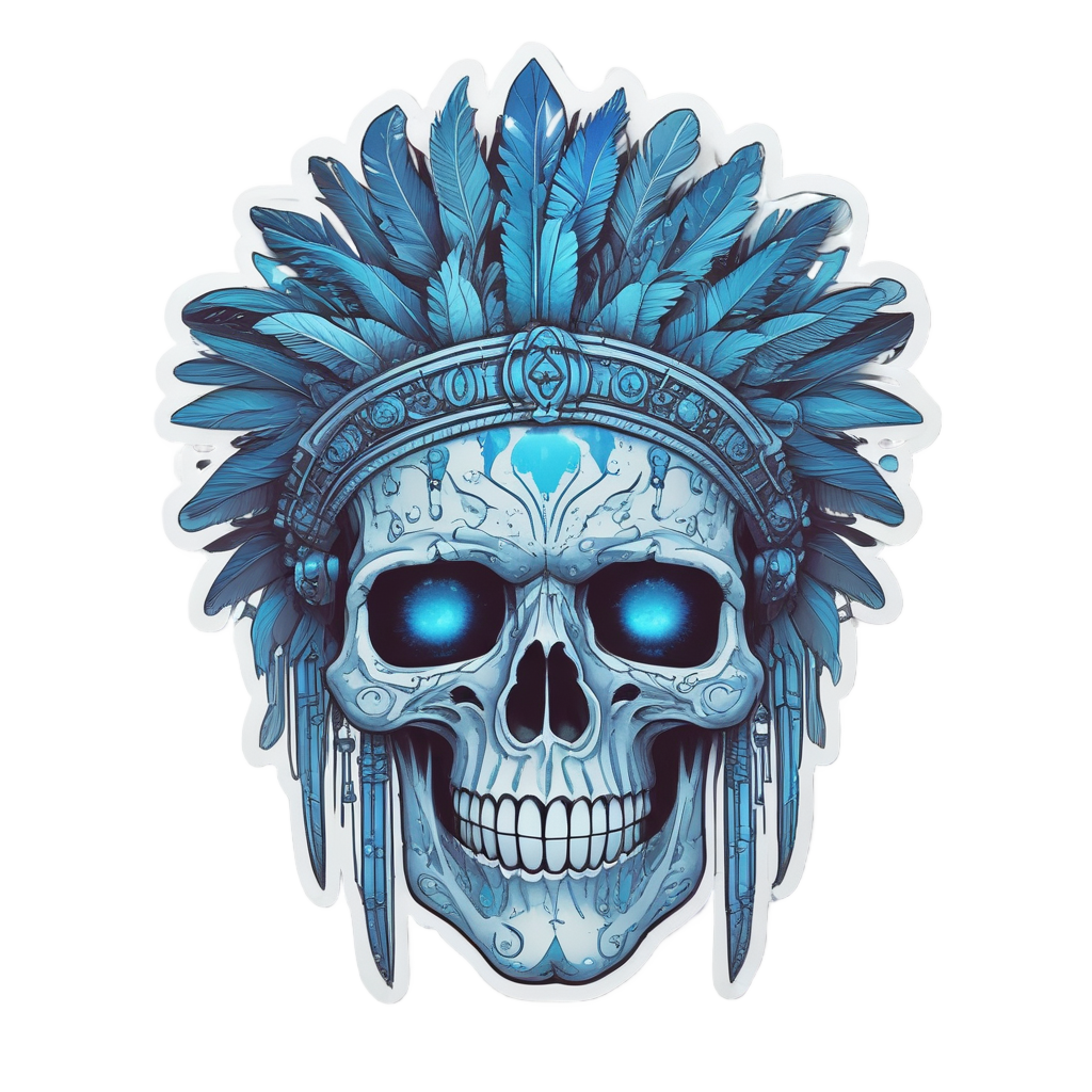 Crying Aztec Skull — flaming skull stickers