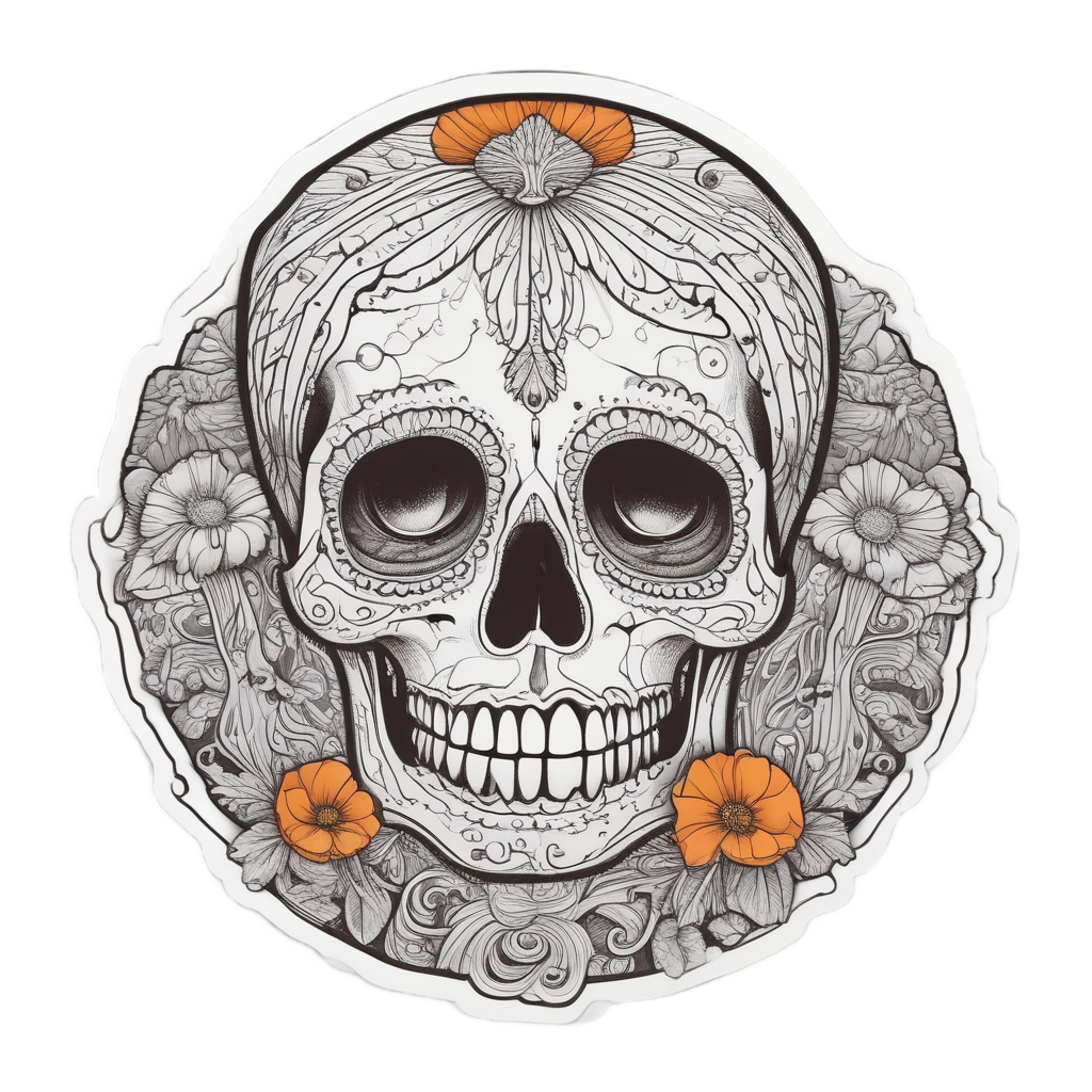 Crying Calavera Marigold Tear — sugar skull stickers