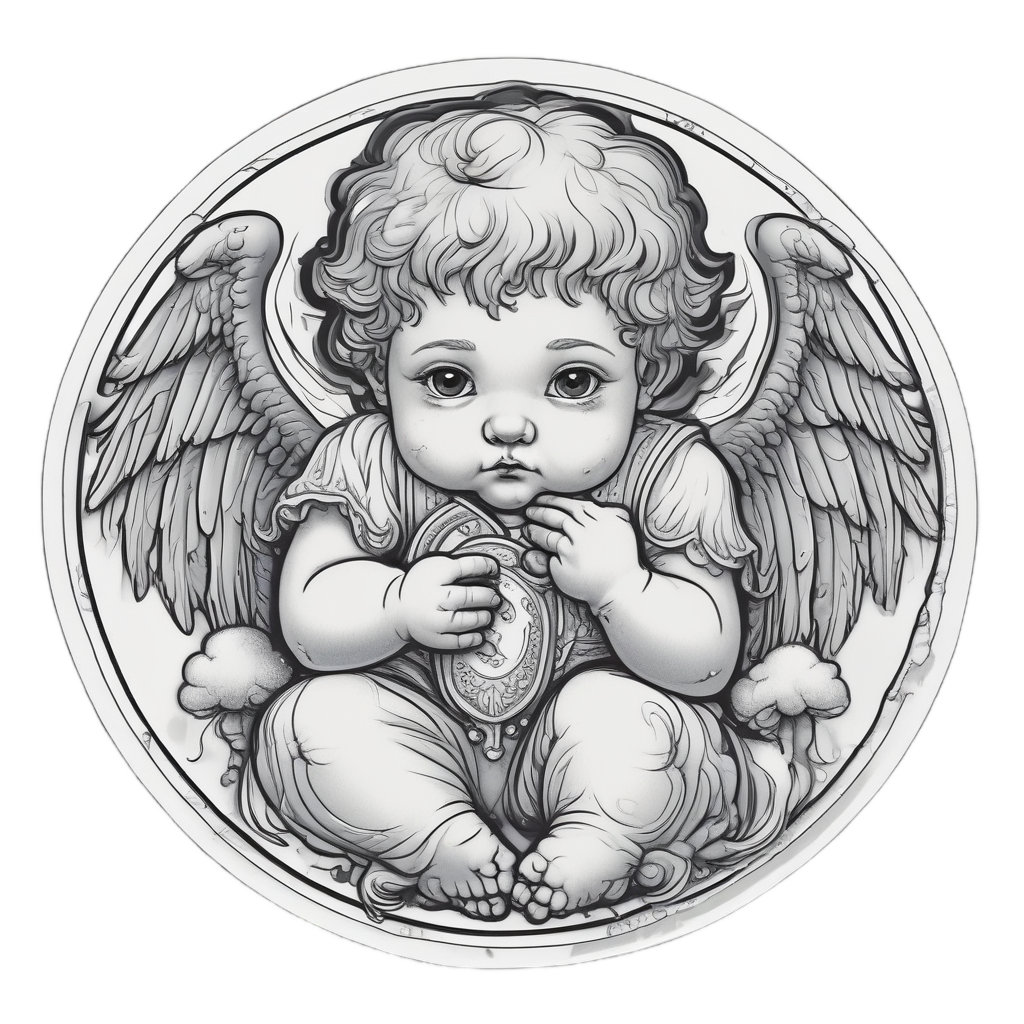 Crying Cherub with Tissues — shimmer y2k stickers