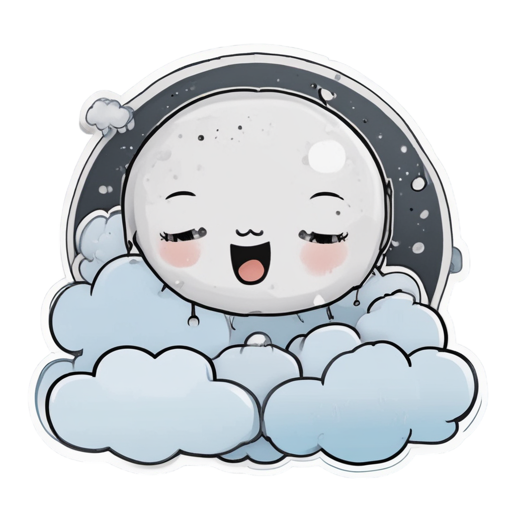 Crying Cloud Moon — fine-line flash stickers