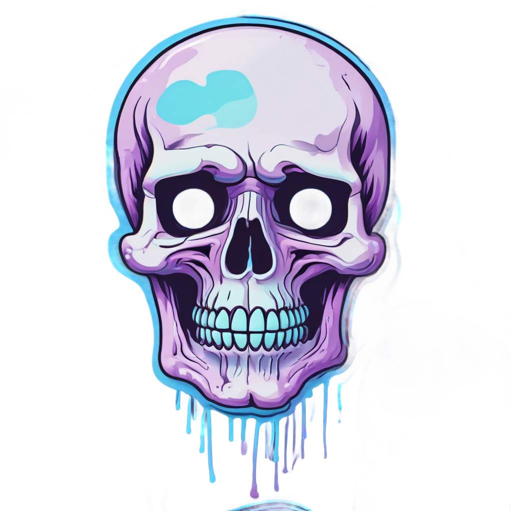 Crying Digital Skull — neon cyber skull stickers