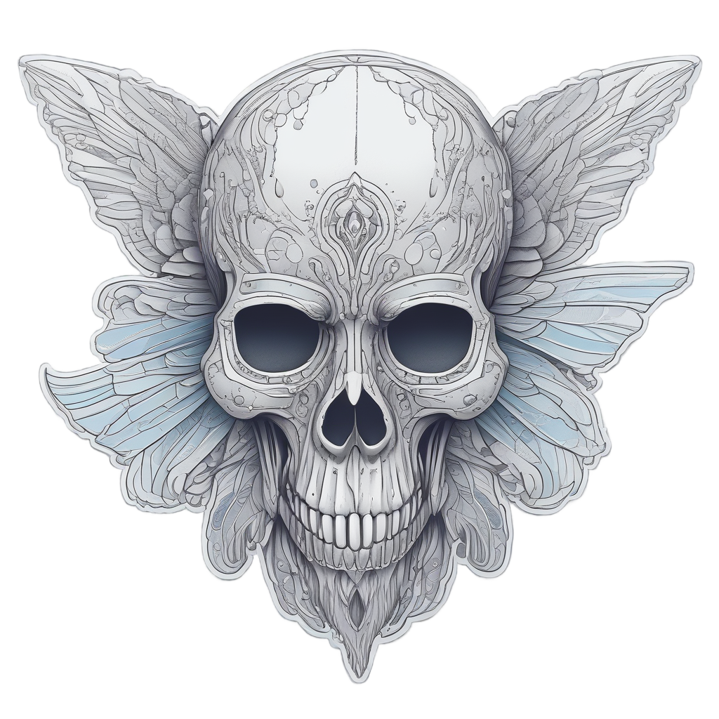 Crying Moth Skull — line-art skull stickers