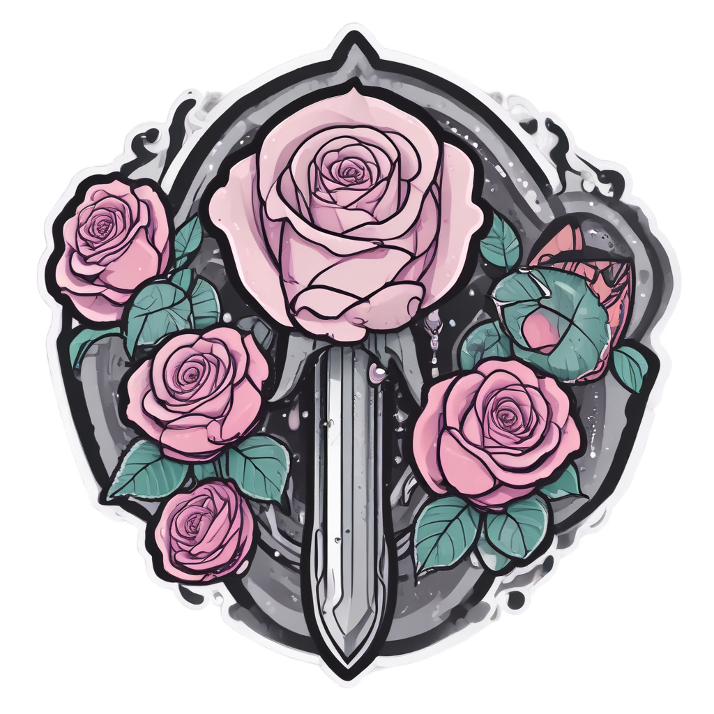 Crying Rose Dagger — snake, dagger & rose stickers