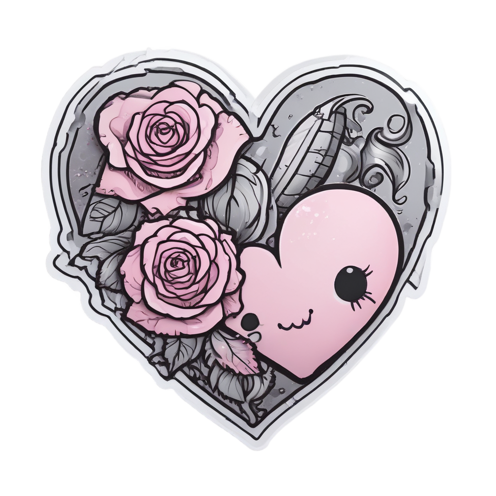 Crying Rose Heart — snake, dagger & rose stickers