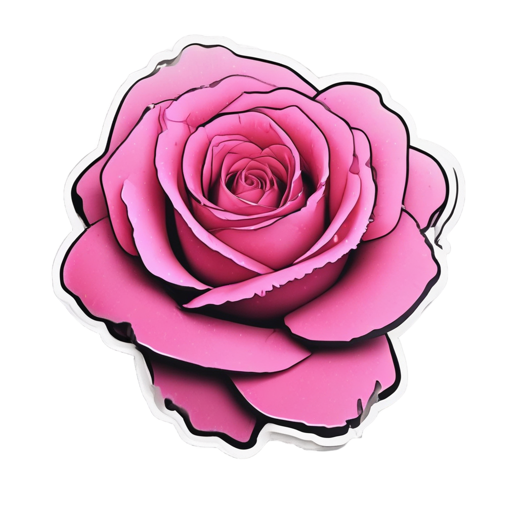 Crying Rose in Pink — fine-line flash stickers