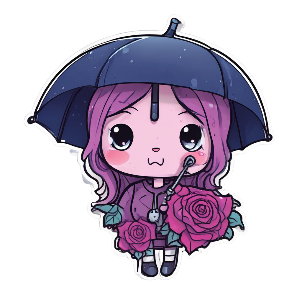 Crying Rose with Tears — gothic botanical stickers