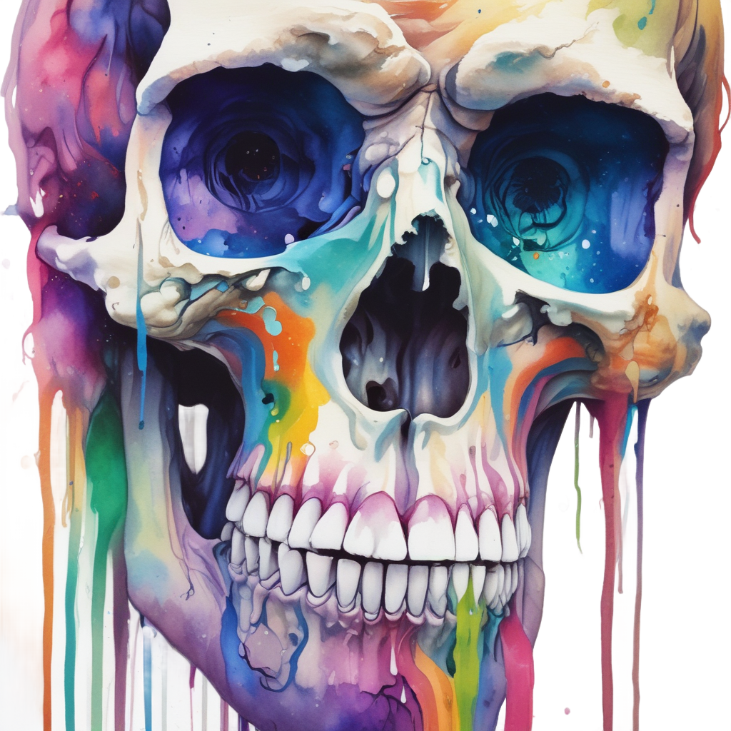 Crying Skull with Melting Rainbow — rainbow stickers