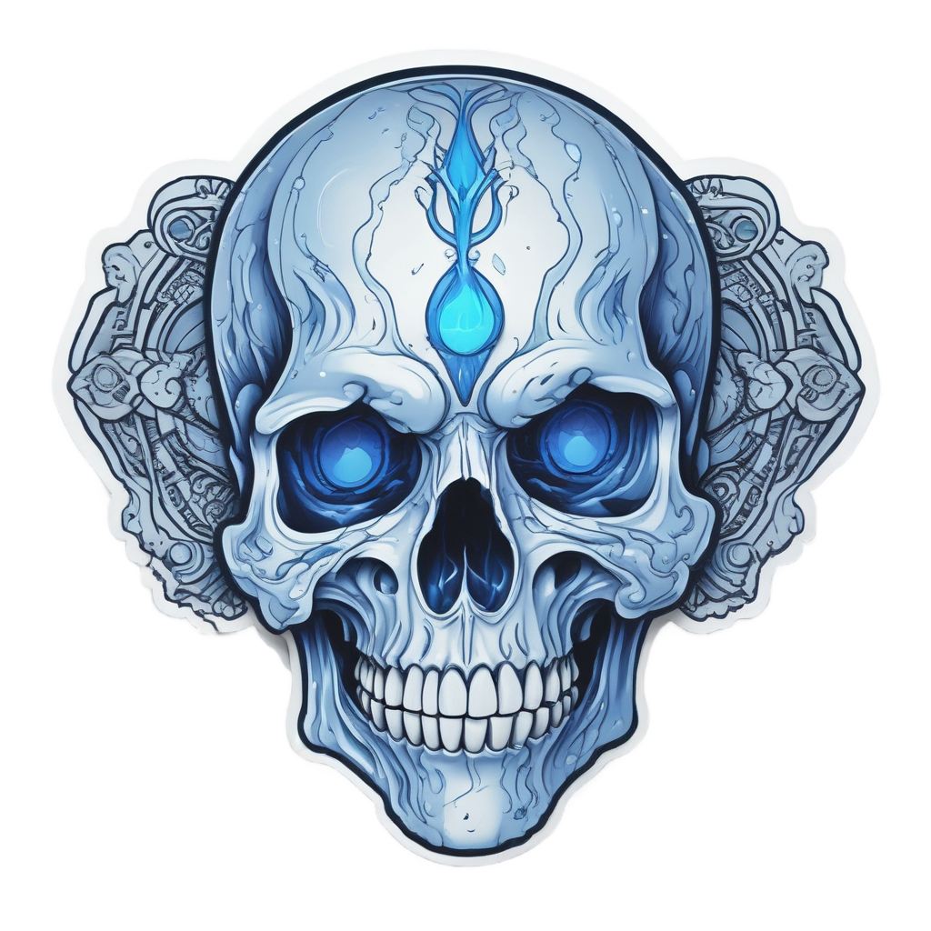 Crying Skull with Tear — flaming skull stickers