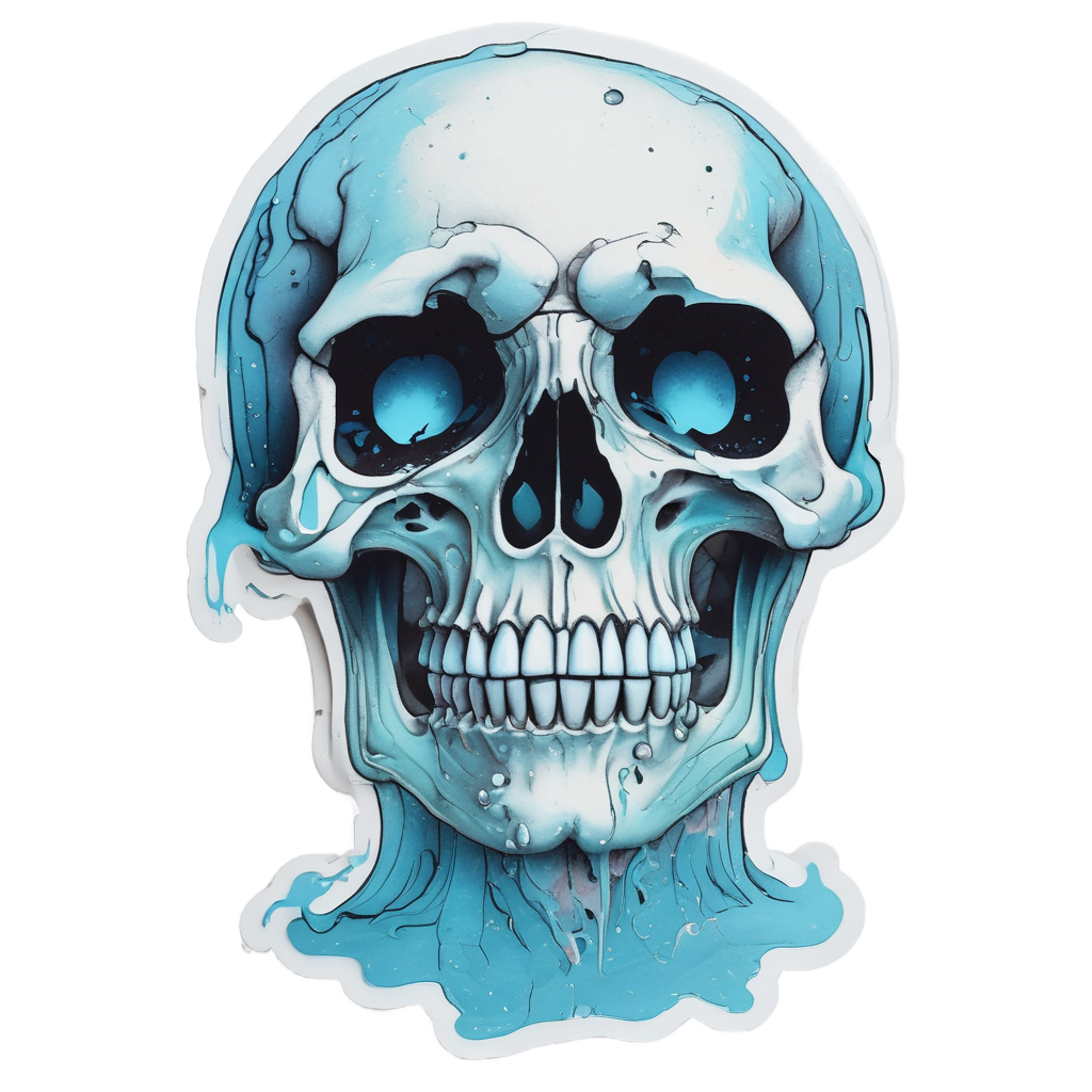 Crying Smoke Skull — blackwork skull stickers