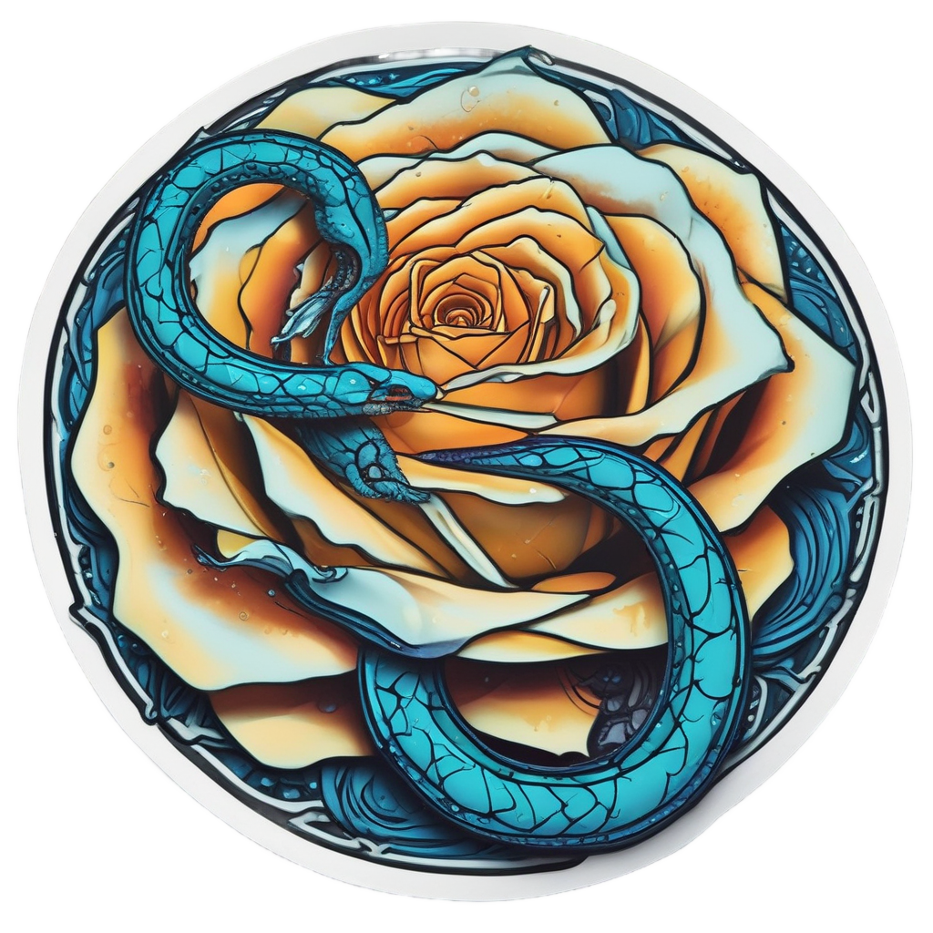 Crying Snake and Rose — snake, dagger & rose stickers