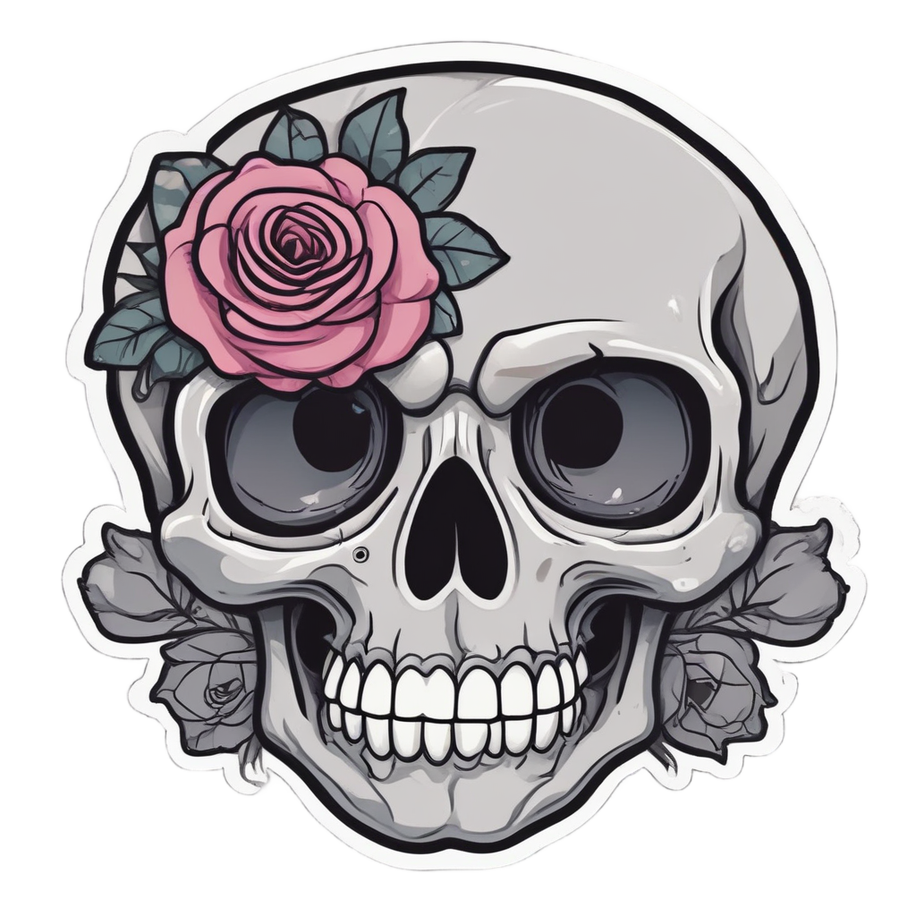 Crying Thorn Rose — watercolor skull & roses stickers