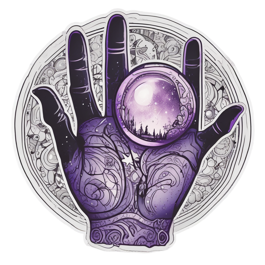 Crystal Ball Paw — blackwork flash stickers