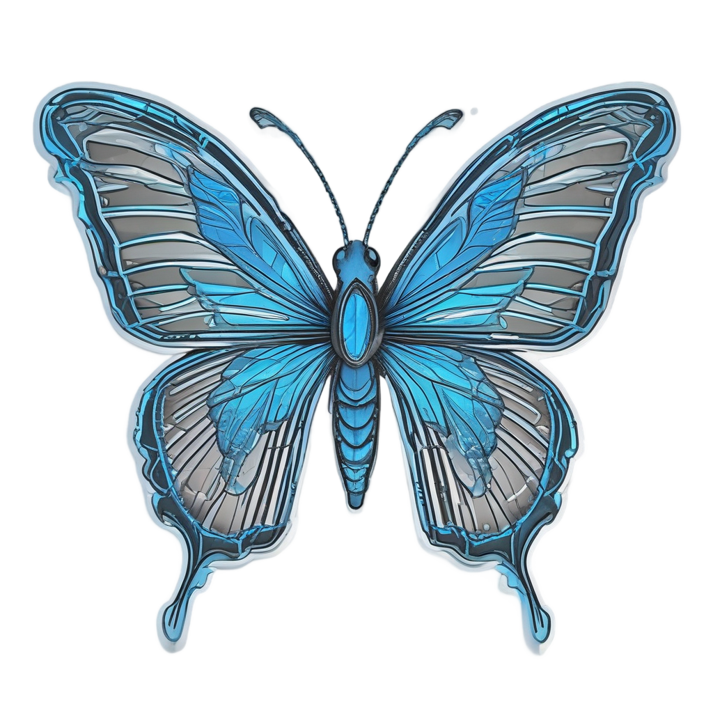 Crystal Core Butterfly — fine-line flash stickers
