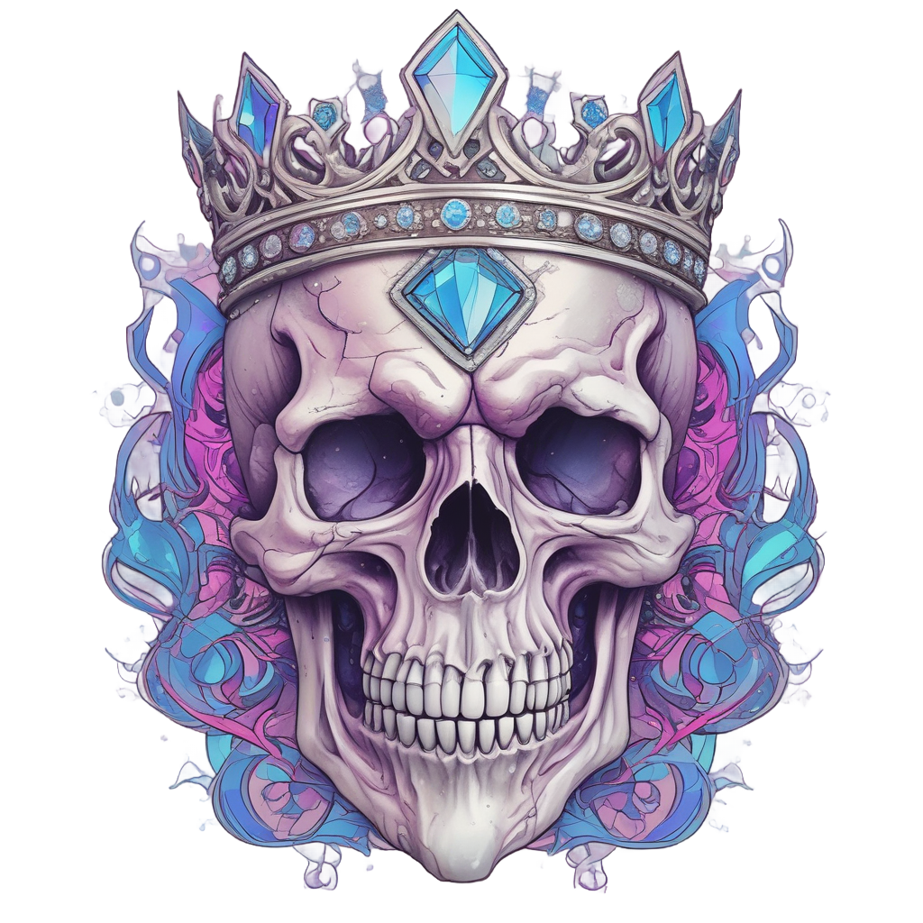 Crystal Crown Royal Skull — blackwork skull stickers