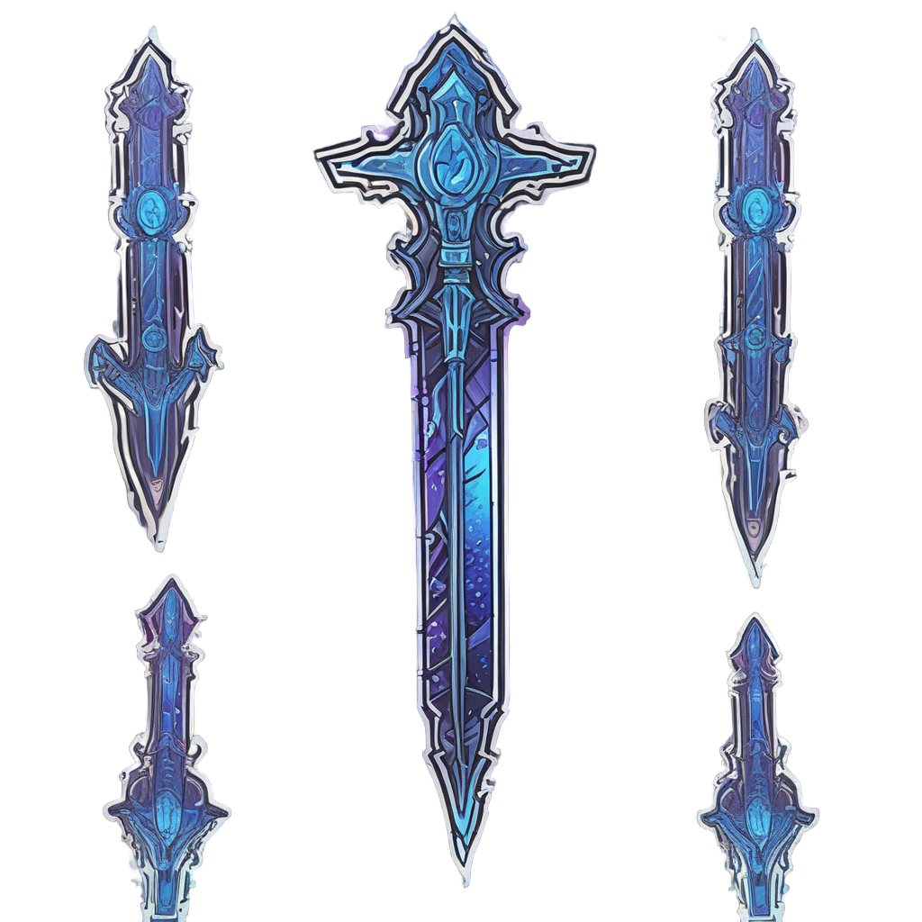 Crystal Dagger Ice Neon — blackwork flash stickers