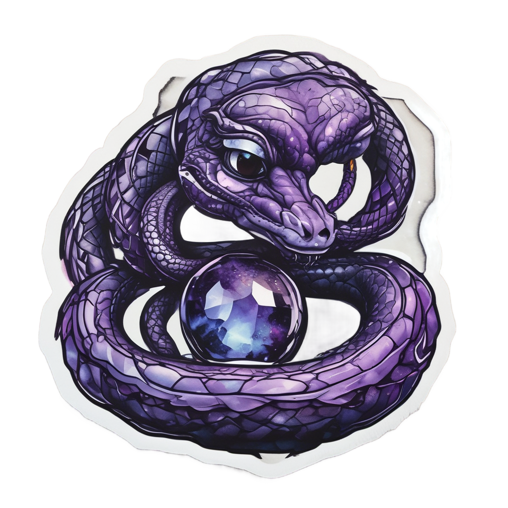 Crystal Gaze Serpent — blackwork flash stickers