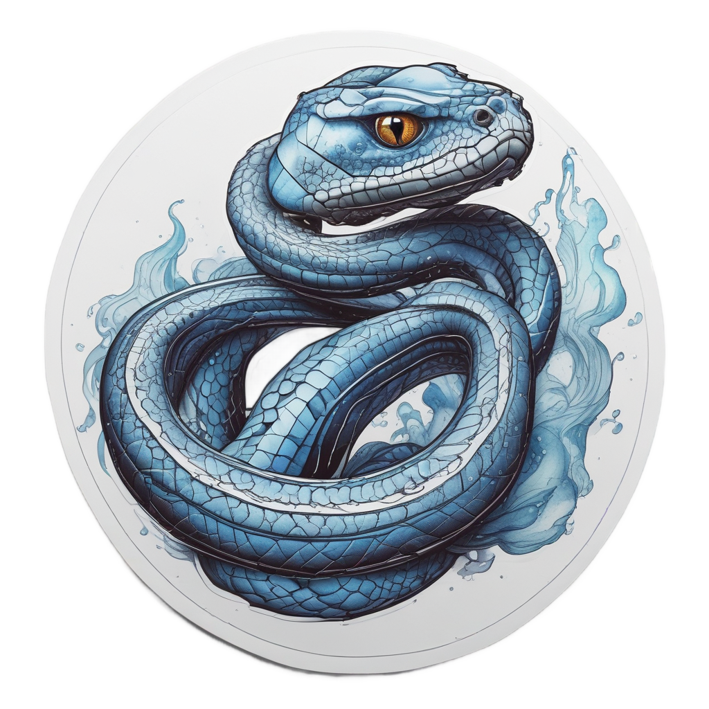 Crystal Ice Serpent — blackwork flash stickers