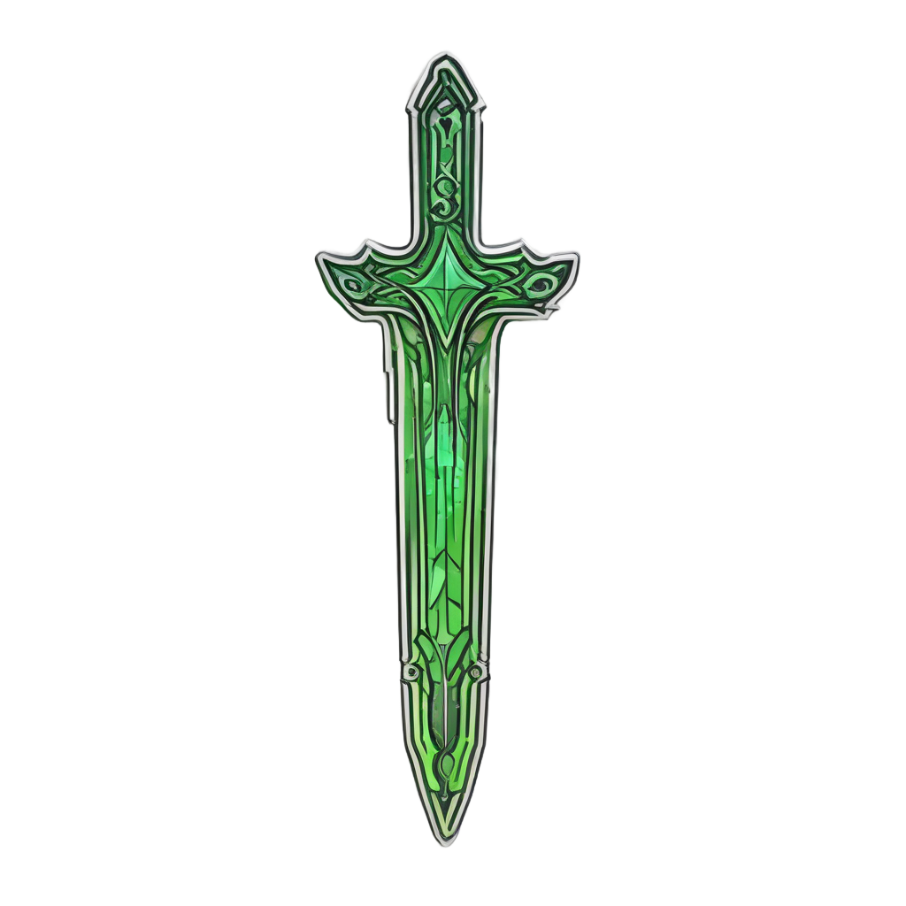 Crystal Neon Dagger — blackwork flash stickers