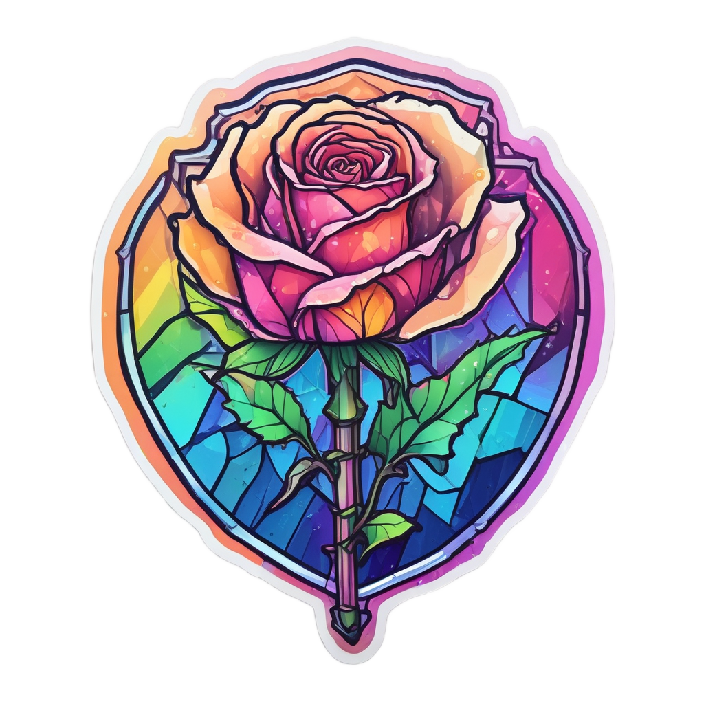 Crystal Neon Rose Dagger — snake, dagger & rose stickers