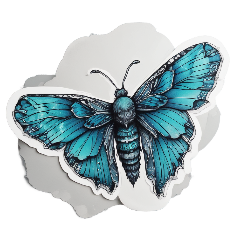 Crystal Ocean Moth — blackwork flash stickers
