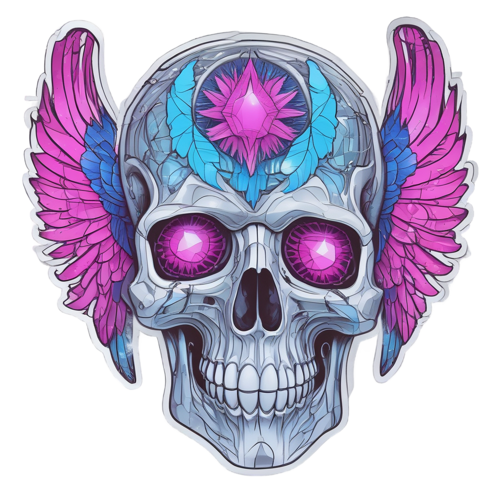 Crystal Skull Wings — boho skull stickers