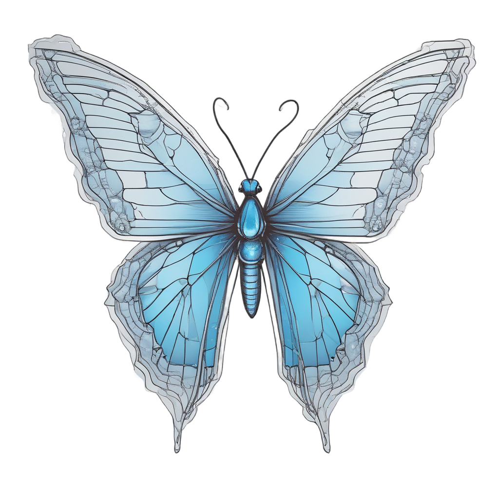 Crystal Wing Butterfly — fine-line flash stickers