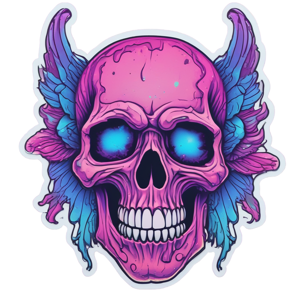 Crystal-Winged Retro Skull — crystals & healing stickers