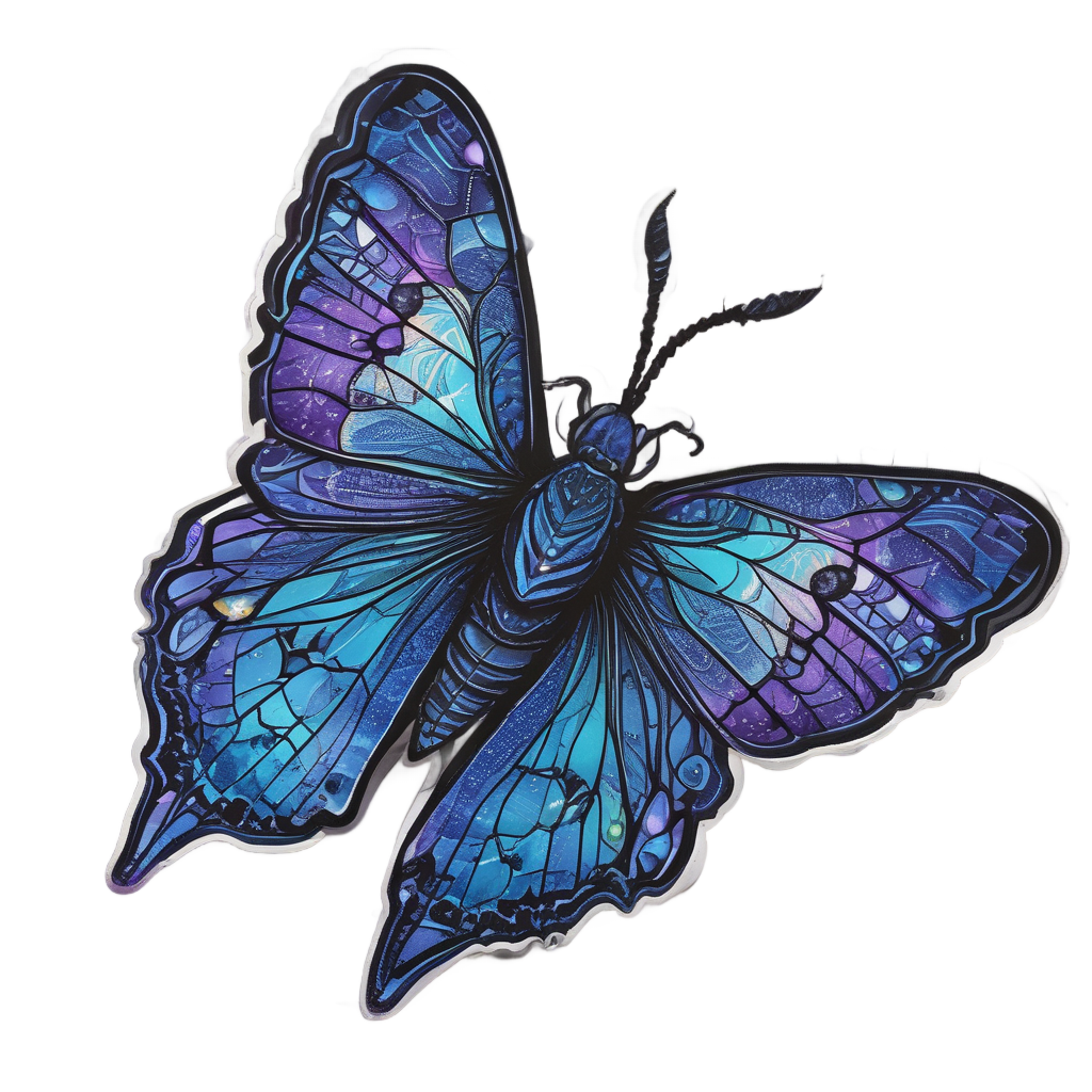 Crystalline Moth Ascending — blackwork flash stickers