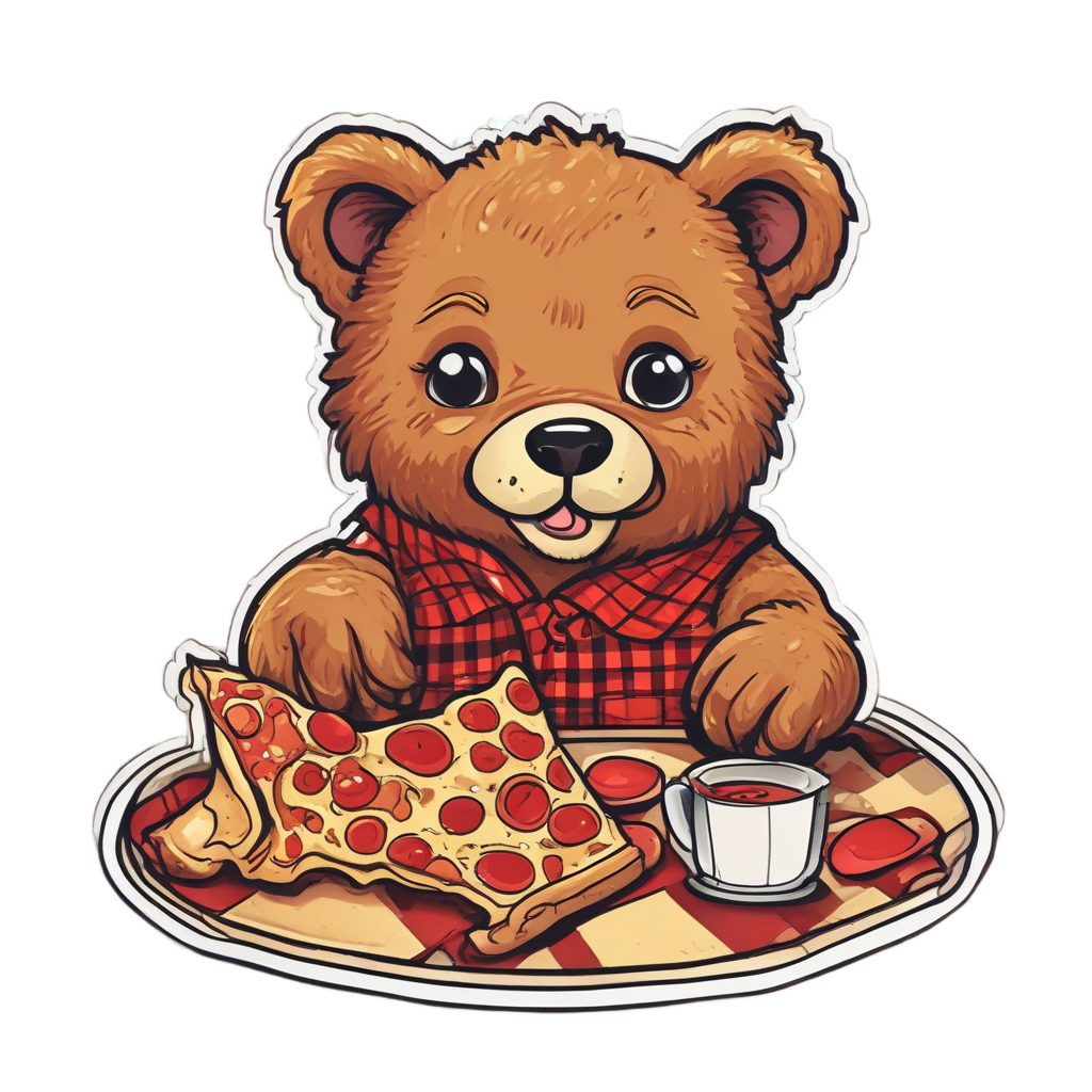 Cub Eating Pizza Slice — woodland nursery stickers