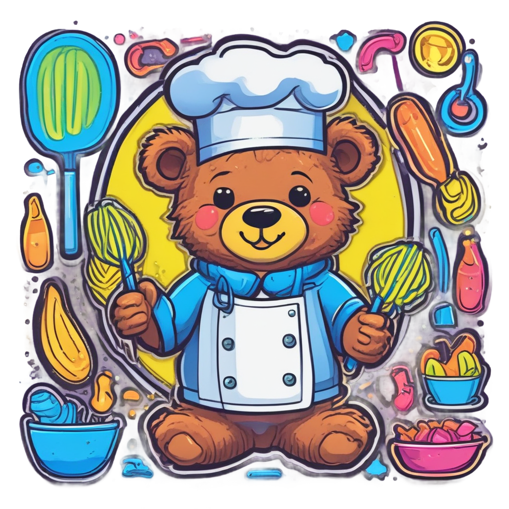 Cub Neon Chef — woodland nursery stickers