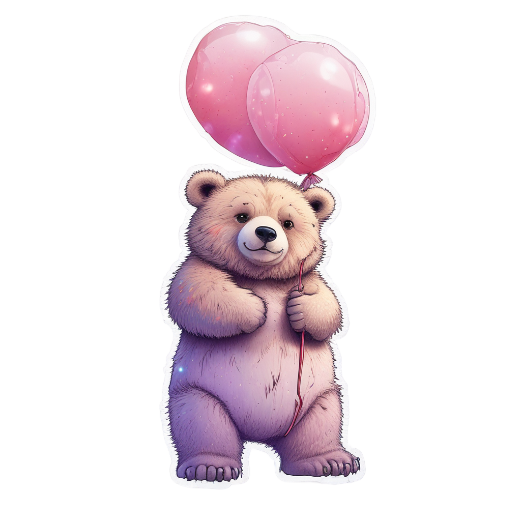 Cub with Balloon — woodland nursery stickers