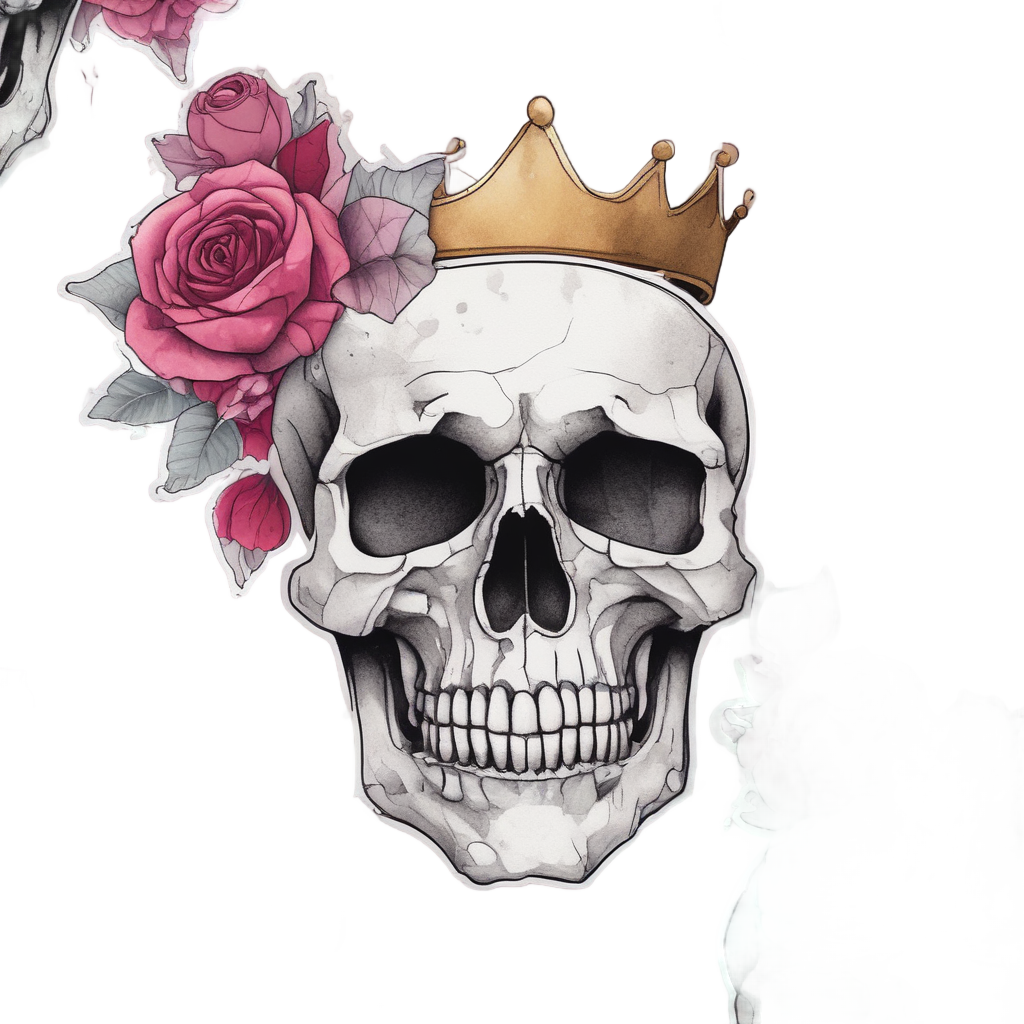 Cubist Rose Crown Skull — minimal skull stickers