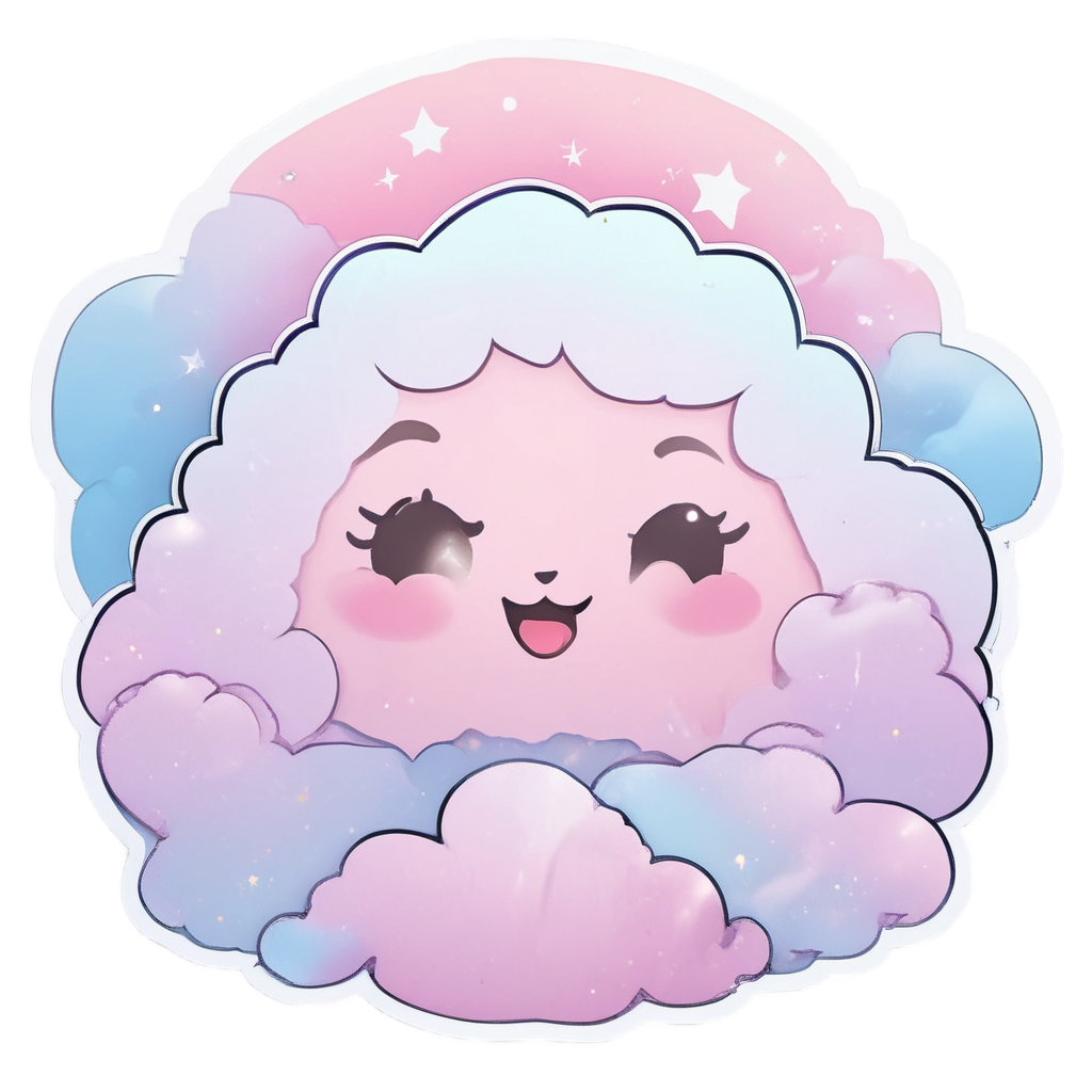 Cuddling Star with Cloud — celestial nursery stickers