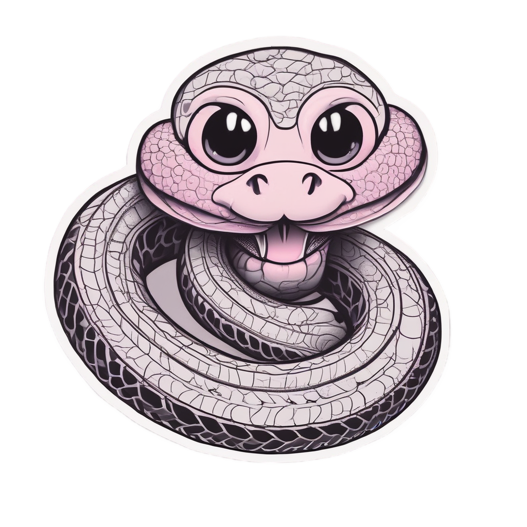 Cuddly Coiled Snake Smile — blackwork flash stickers