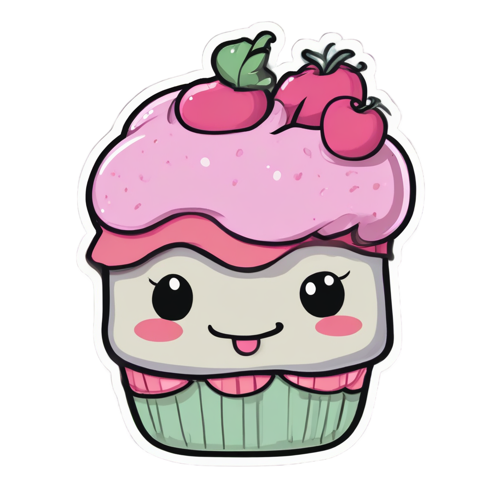 Cupcake Chef Snake — fine-line flash stickers