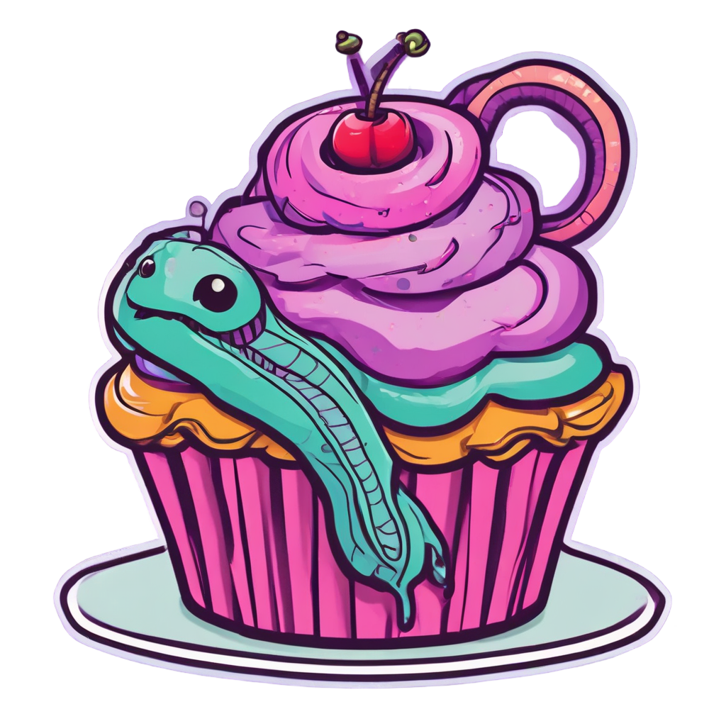 Cupcake Curled Snake — fine-line flash stickers